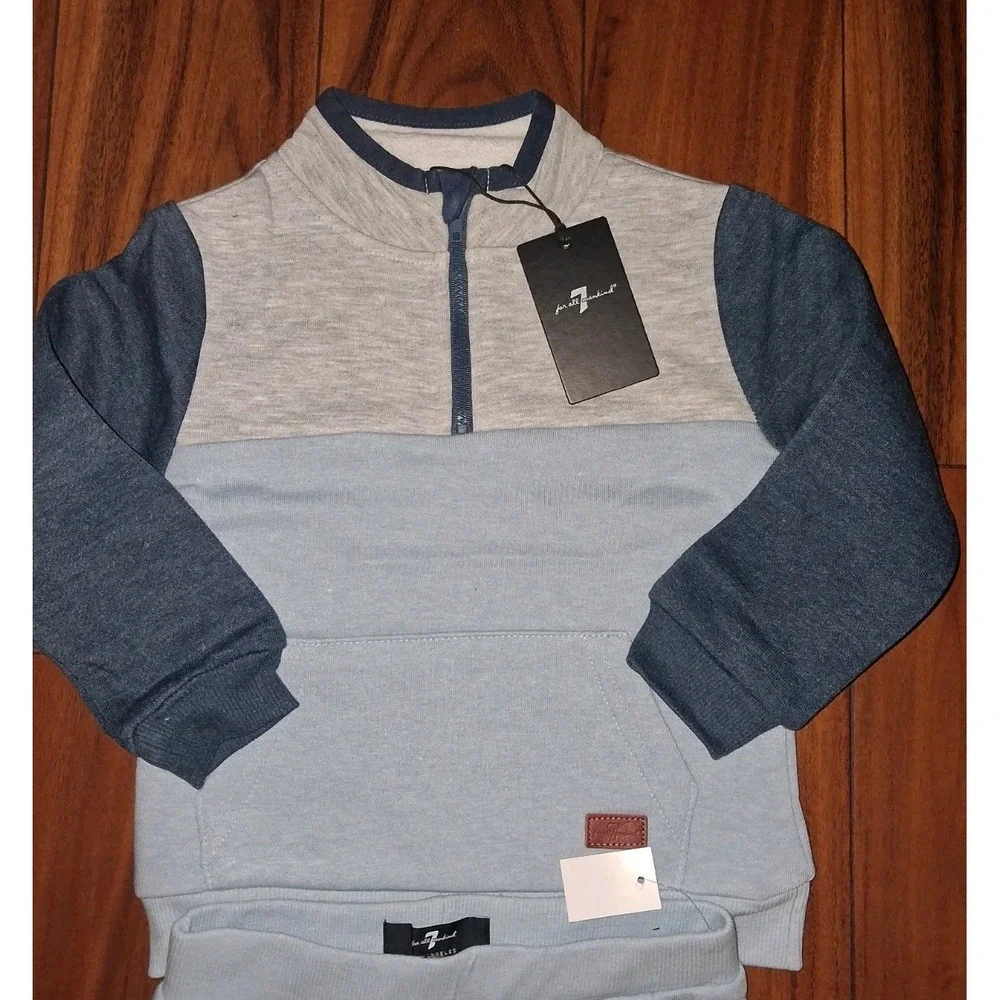 7 For All Mankind Colorblock Sweatshirt & Jogger Set 24M Baby